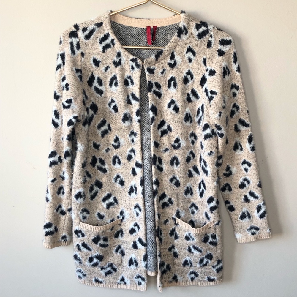 Women's Taupe Leopard Print Cardigan Sweater PS